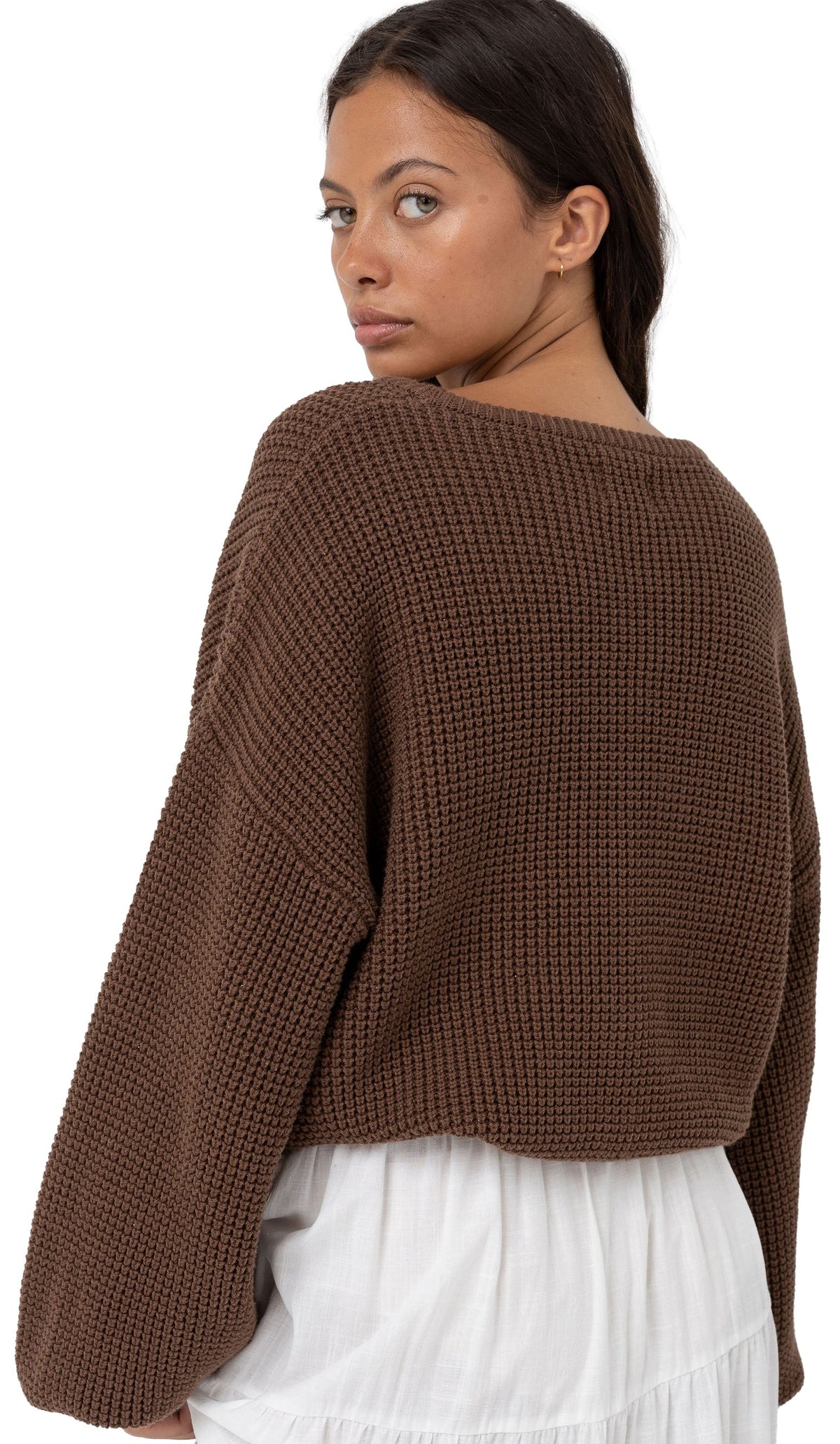 Rhythm Classic Knit Jumper - Chocolate – back view