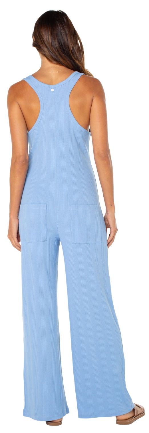 Roxy Running Tide Women's Jumpsuit - Cornflower Blue Solid – back view