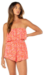 Roxy Let's Go Women's Romper - Hot Coral Sea Spell