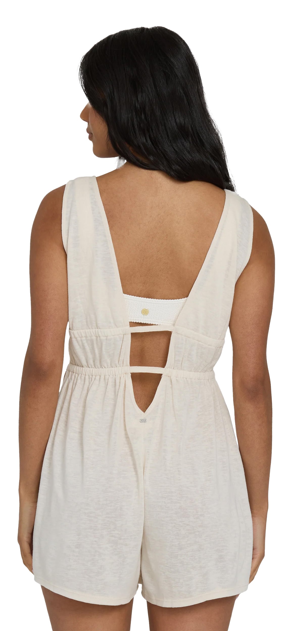 Billabong Women's Golden Sun Romper - Relaxed Fit Cutout Romper, White Cap – back view