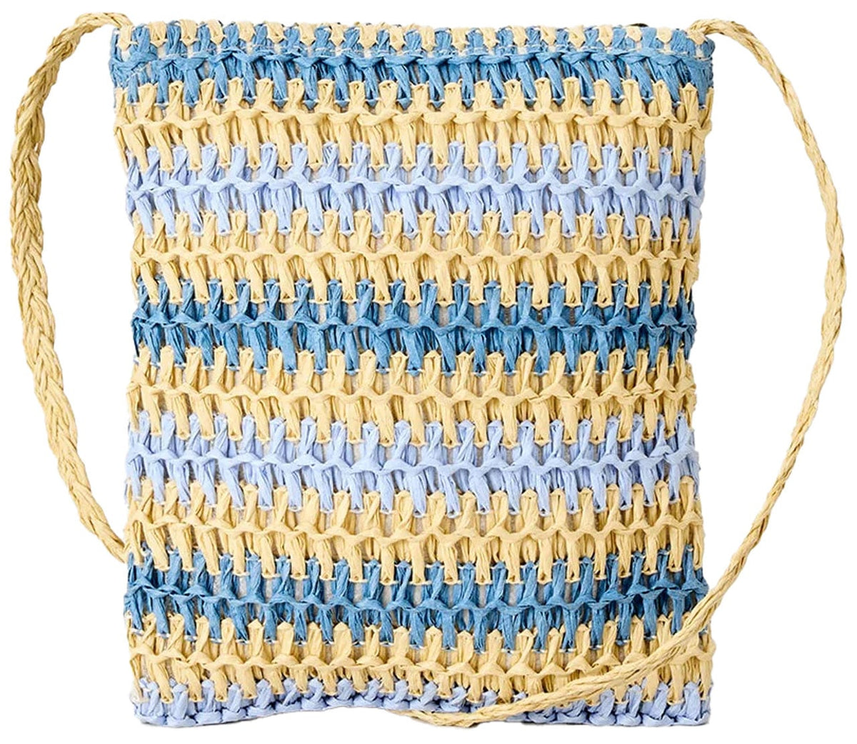 Rip Curl Crochet Mini 2.7L Crossbody Bag - Handmade Weave, Blue/Natural – back view