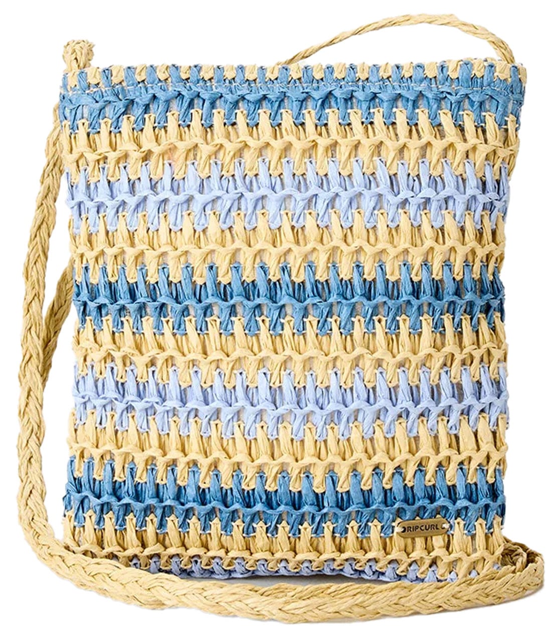 Rip Curl Crochet Mini 2.7L Crossbody Bag - Handmade Weave, Blue/Natural