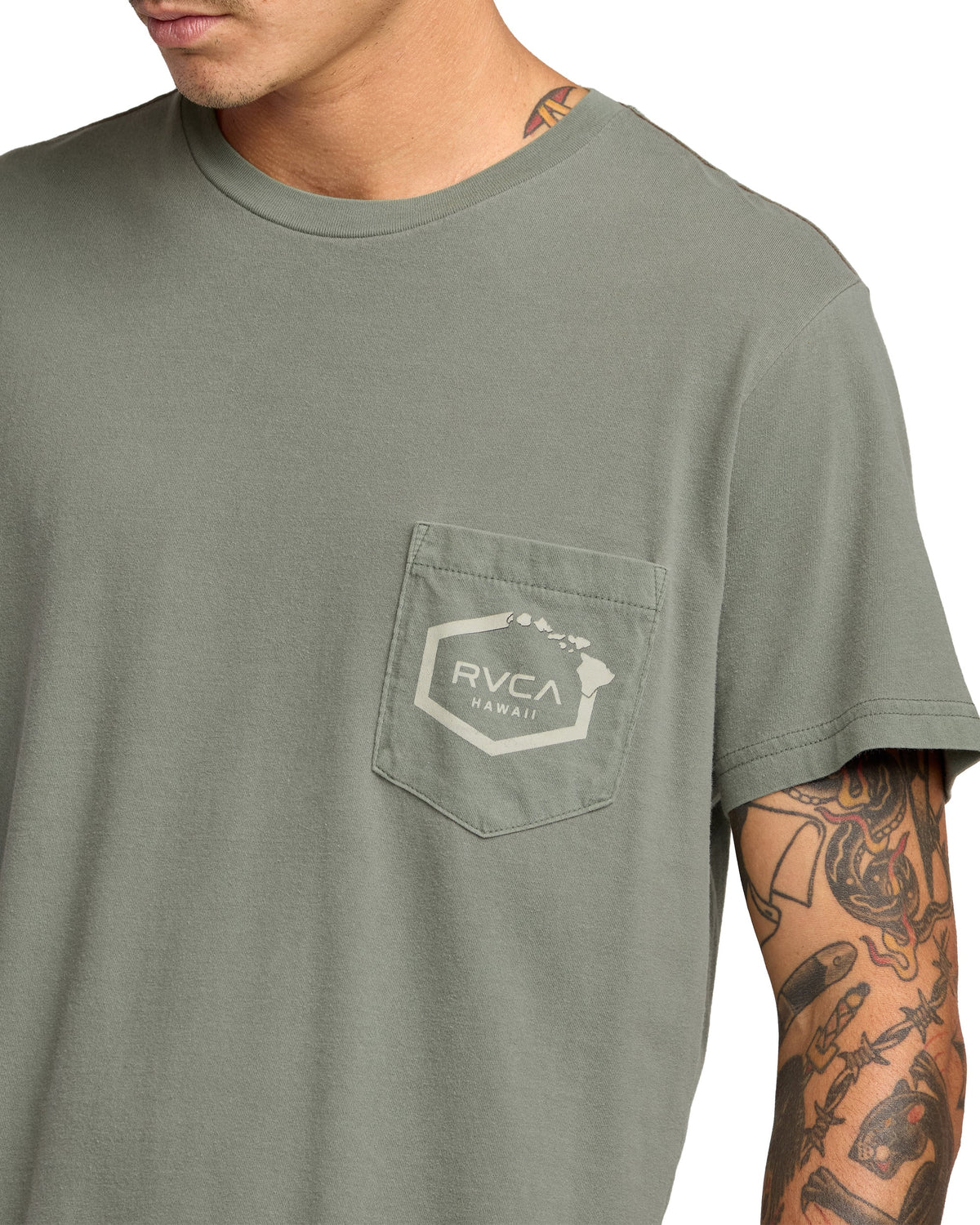 RVCA Island Hex Pocket SS T-Shirt - Sage Leaf – alternate view 1