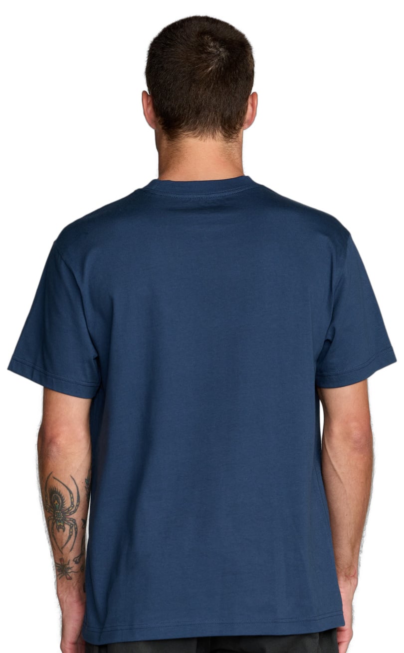 RVCA Unitext Men's Short Sleeve T-Shirt - Moody Blue – back view