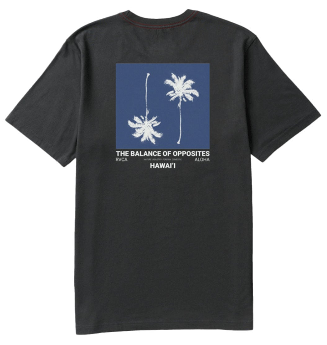 RVCA Men’s Balance Palms Hawaii Short Sleeve T-Shirt - Regular Fit, Pirate Black – back view