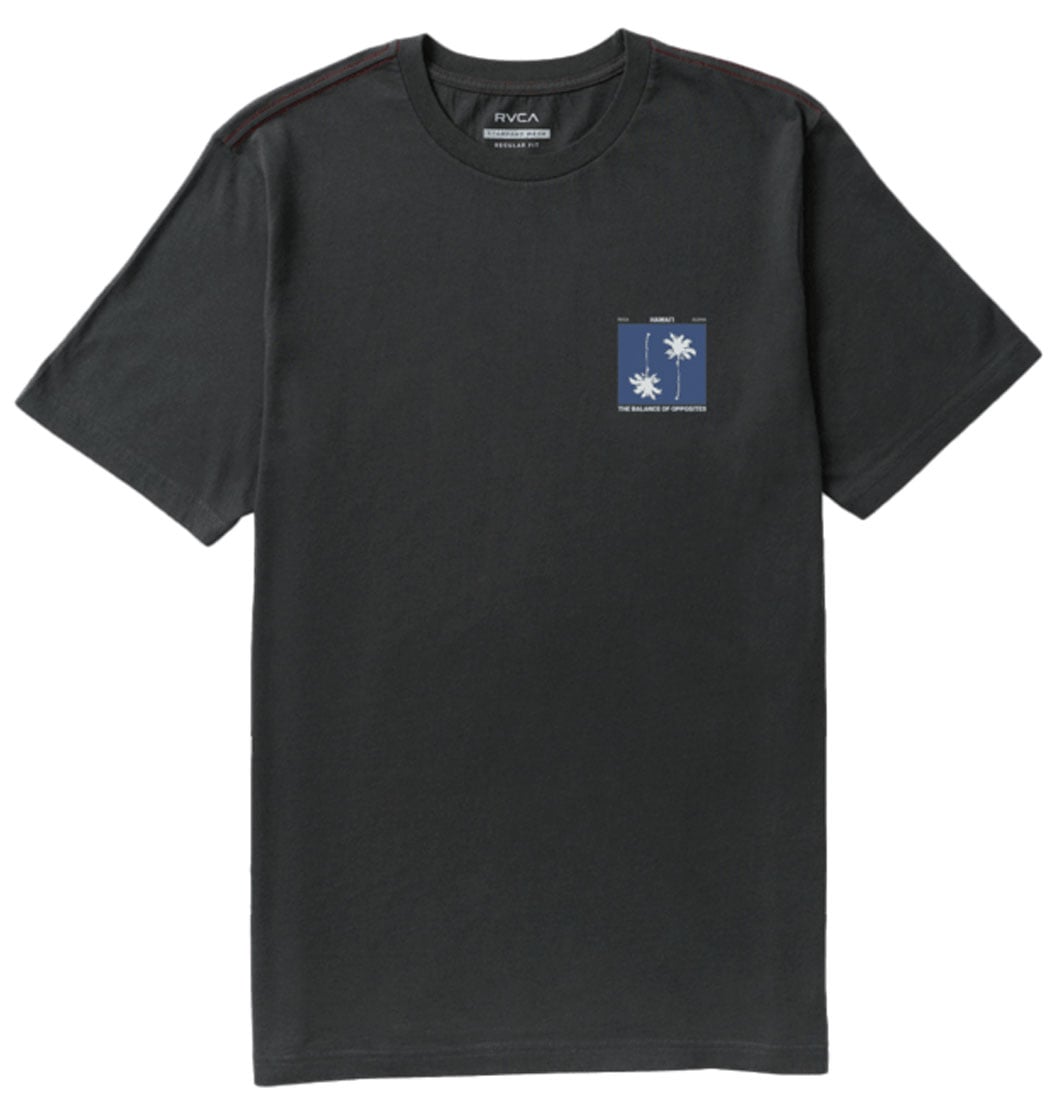 RVCA Men’s Balance Palms Hawaii Short Sleeve T-Shirt - Regular Fit, Pirate Black