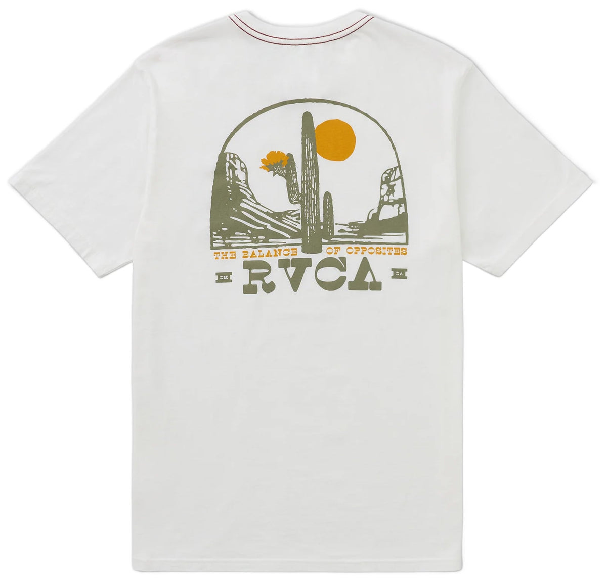 RVCA Men's Saguaro Canyon Short Sleeve Tee - Cotton T-Shirt, Antique White – back view