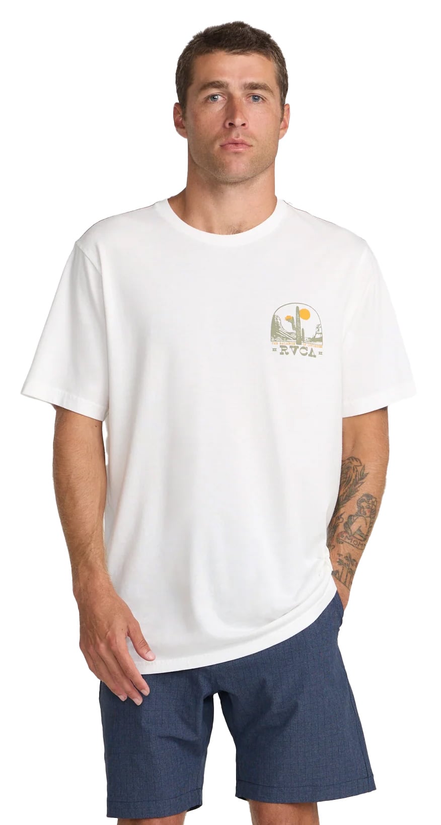 RVCA Men's Saguaro Canyon Short Sleeve Tee - Cotton T-Shirt, Antique White – alternate view 1