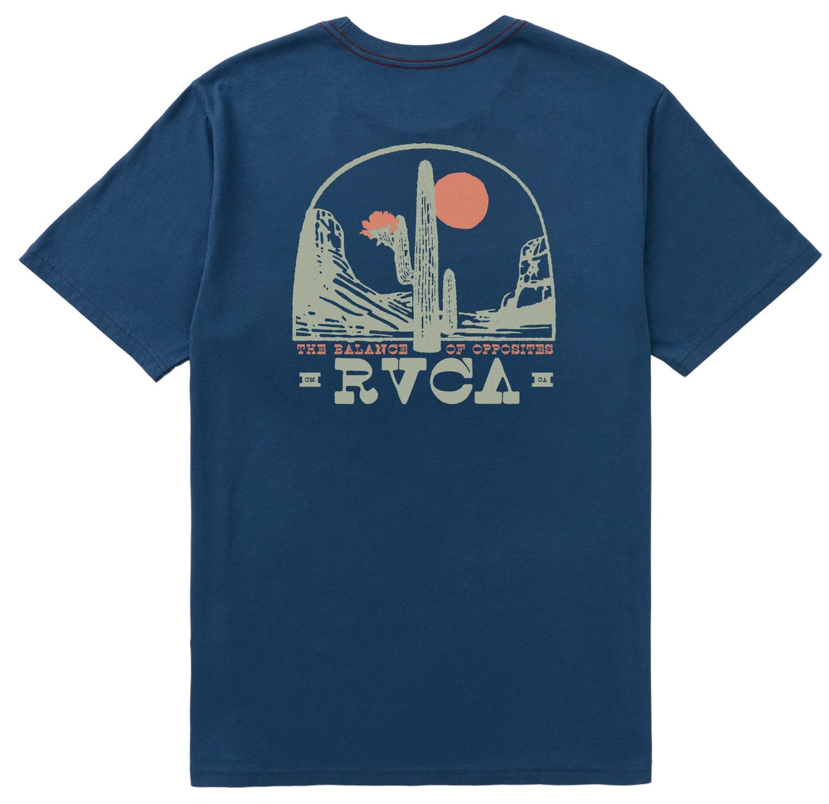 RVCA Men's Saguaro Canyon Short Sleeve Tee - Cotton T-Shirt, Dark Denim – back view