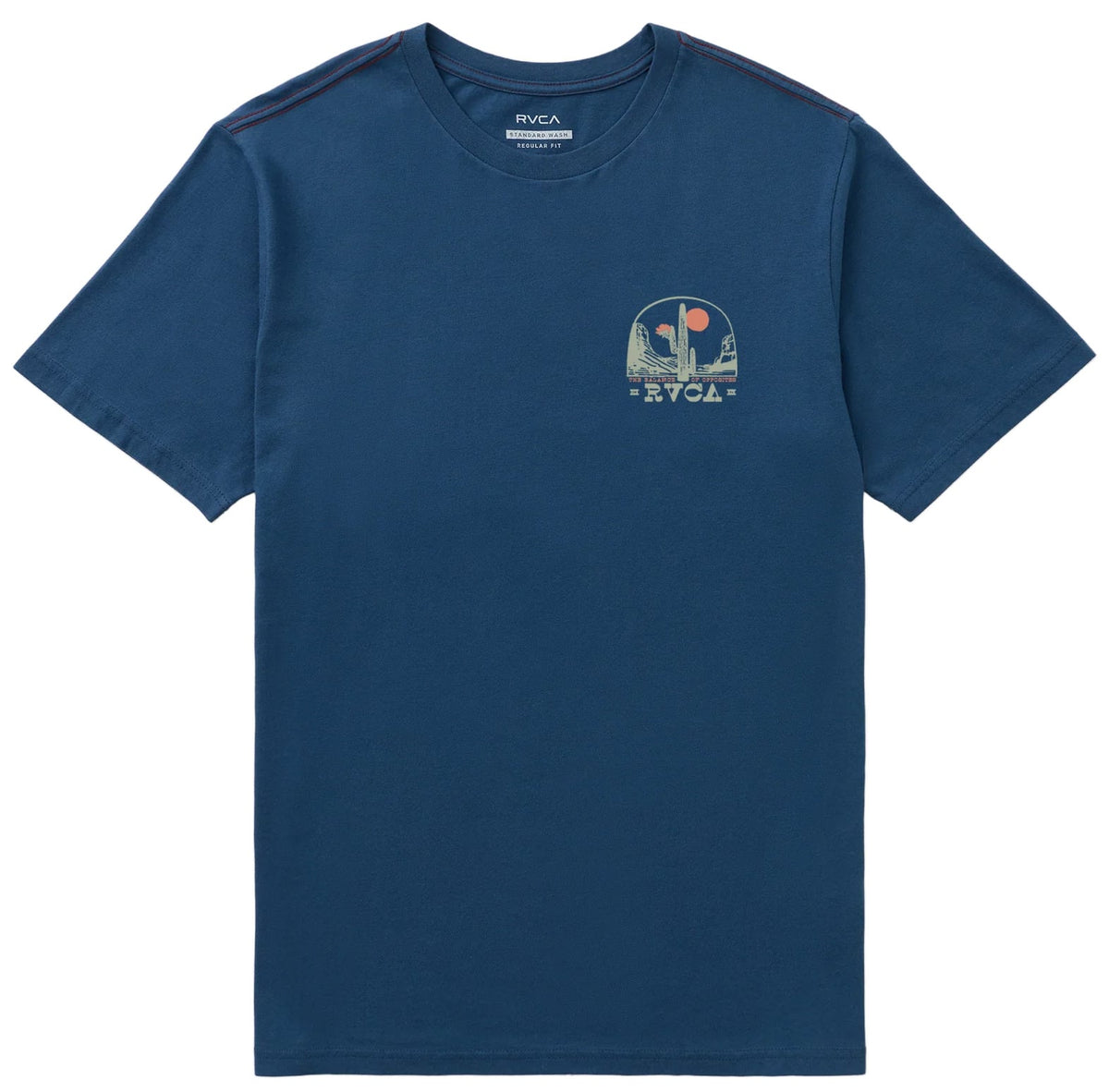 RVCA Men's Saguaro Canyon Short Sleeve Tee - Cotton T-Shirt, Dark Denim