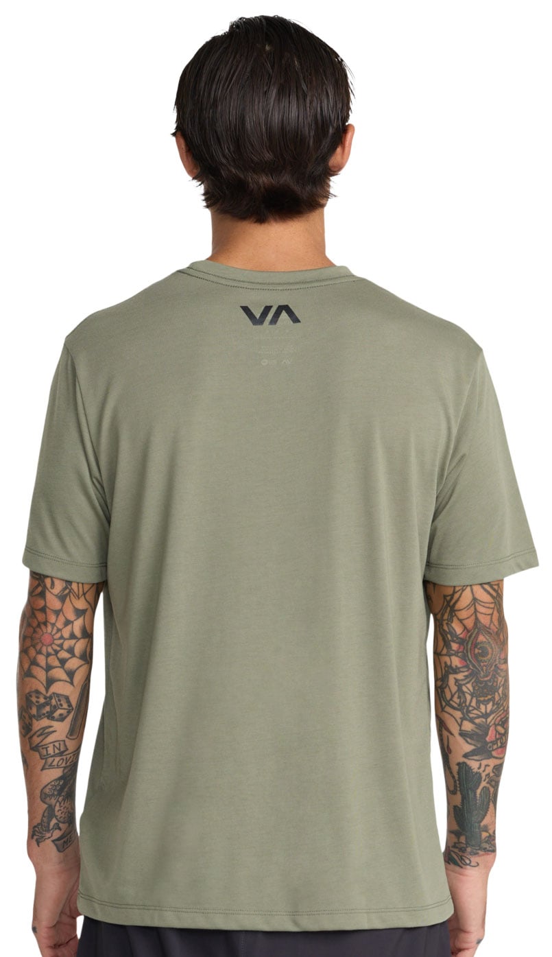 RVCA Icon Men's Short Sleeve Performance Tee - Army – back view