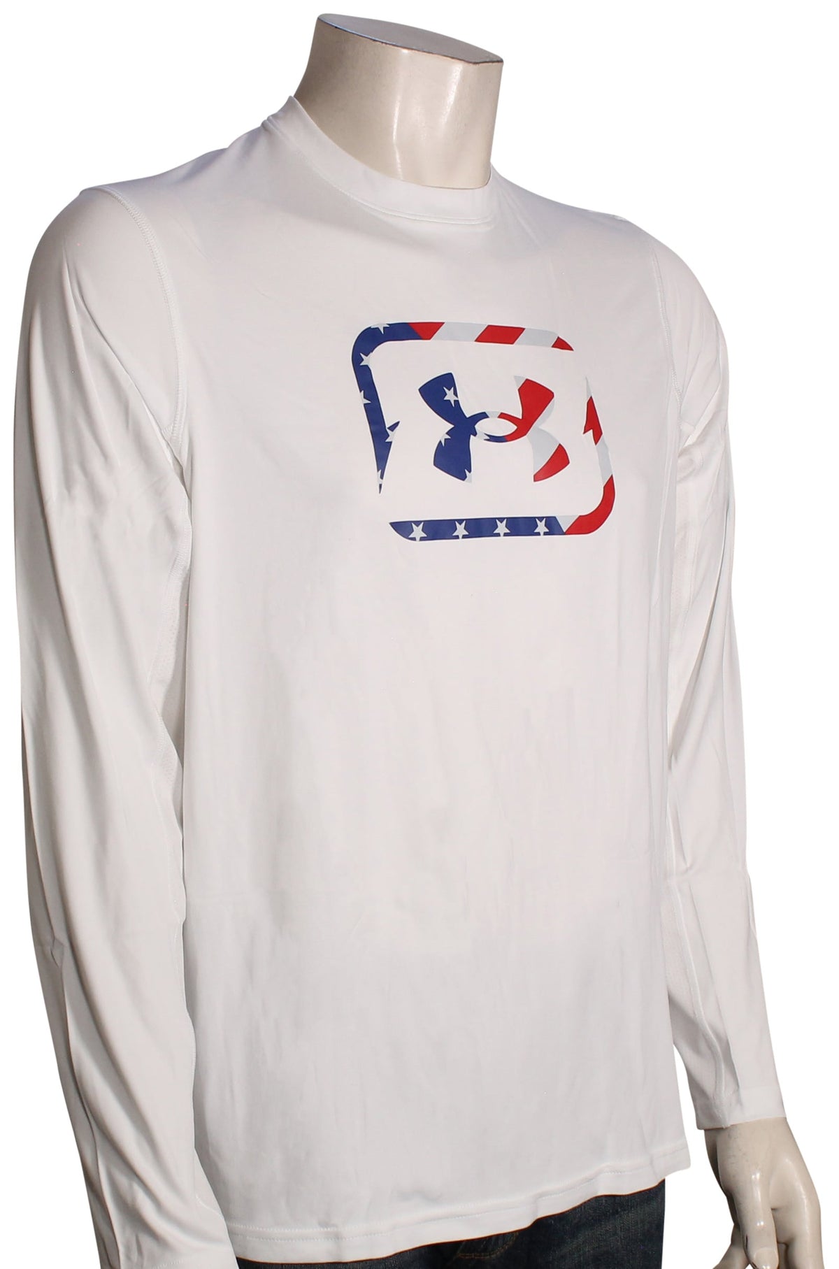 Under Armour Fish Pro Freedom Tech LS T-Shirt - White / Blue / Red