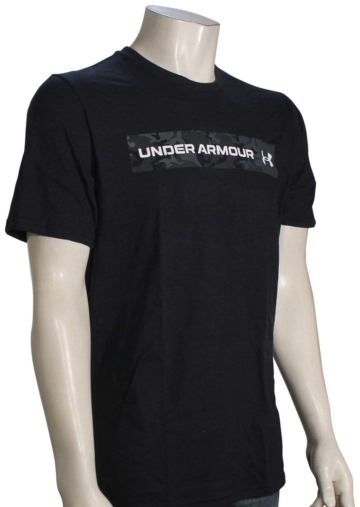 Under Armour Camo Chest Stripe T-Shirt - Black / Grey