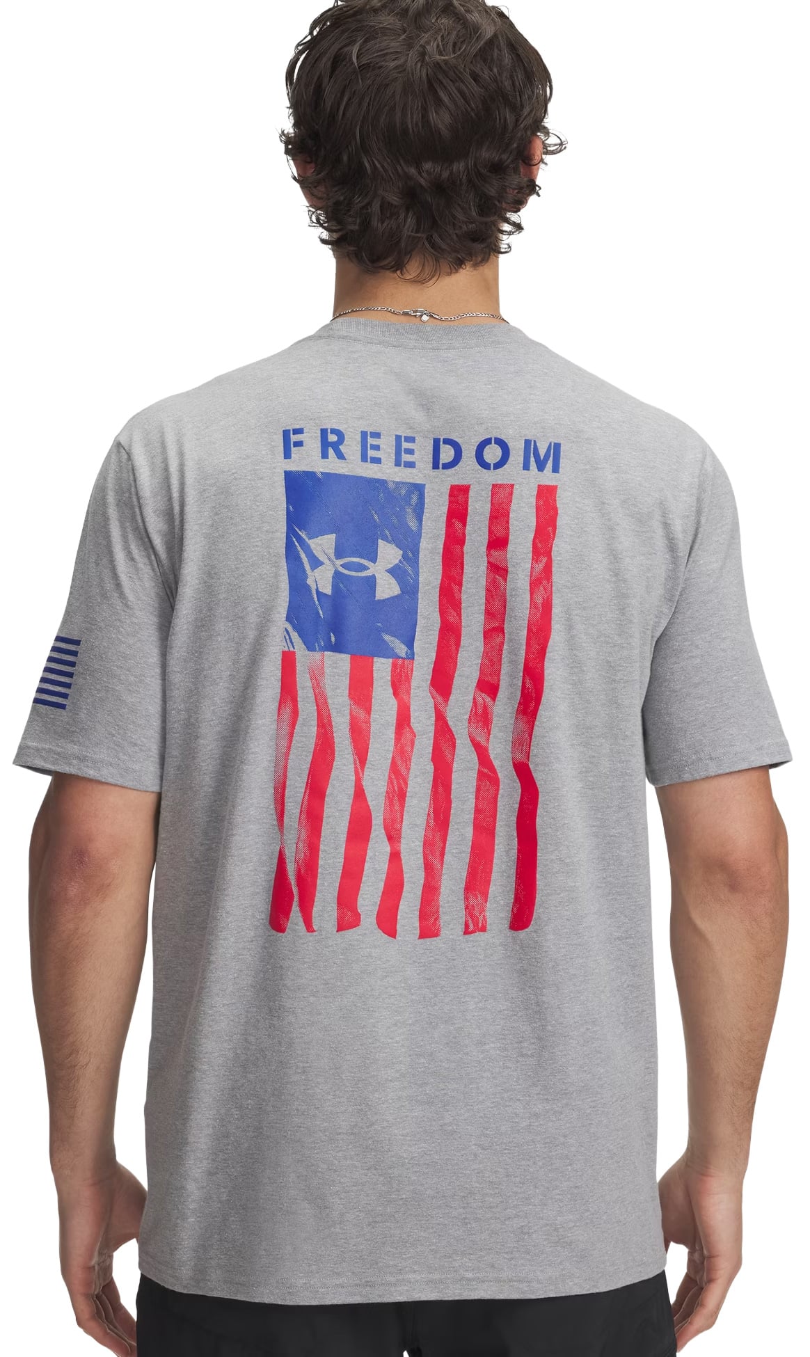 Under Armour Freedom Flag T-Shirt - Steel Light Heather / Red – back view