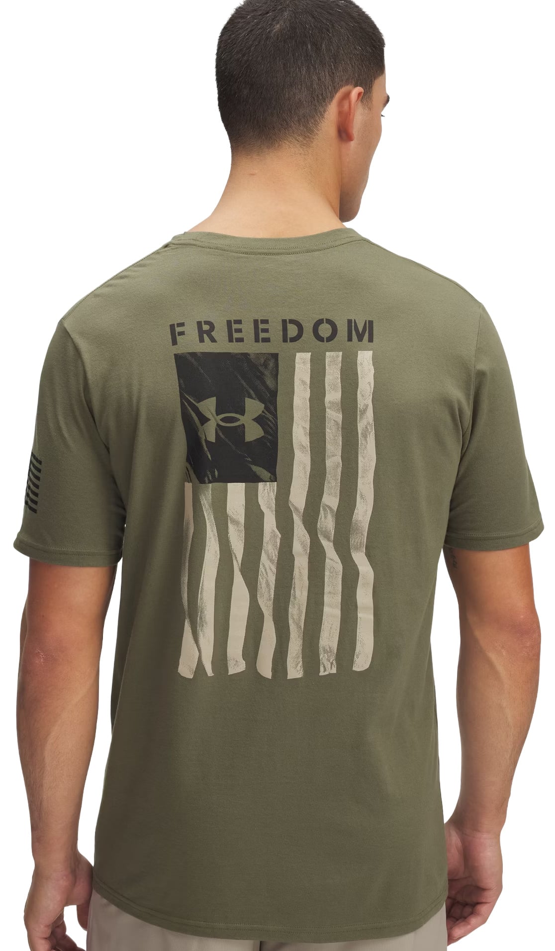 Under Armour Freedom Flag T-Shirt - Marine OD Green / Desert Sand – back view