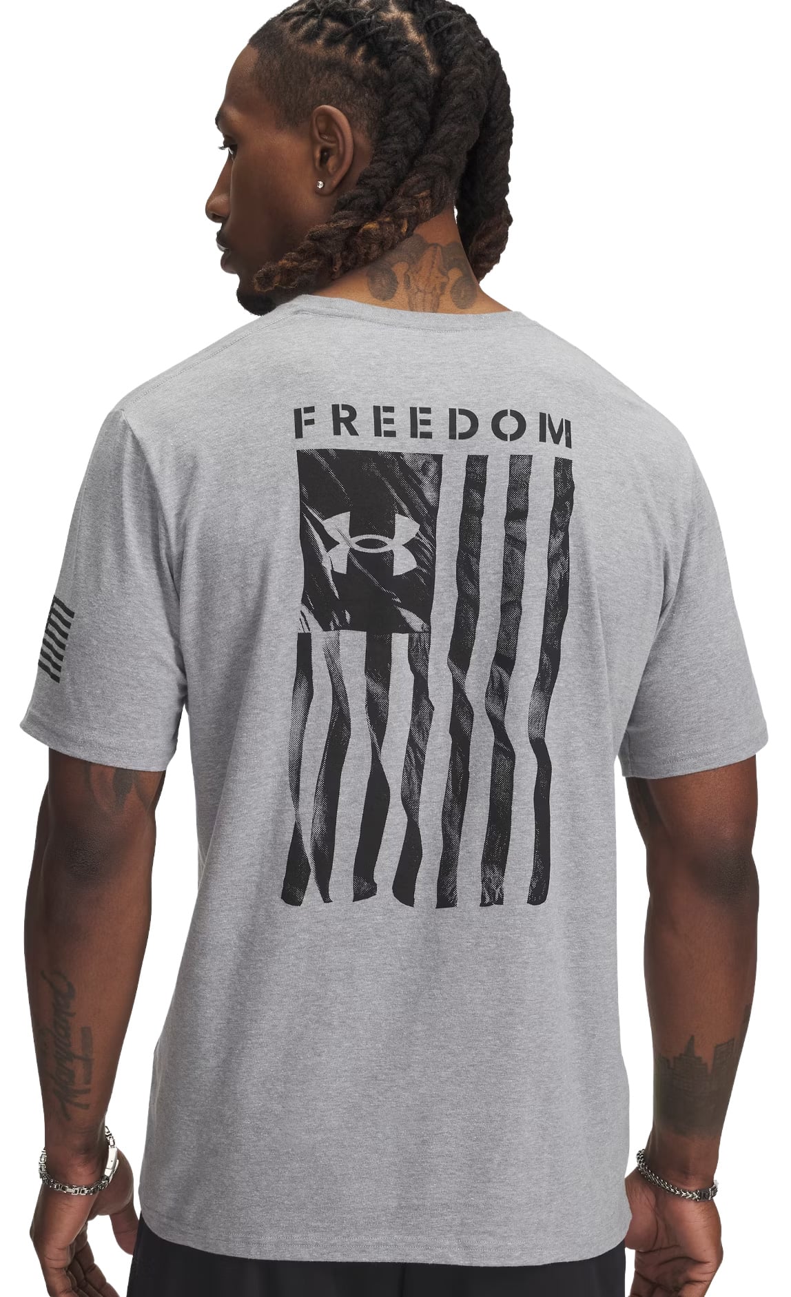 Under Armour Freedom Flag T-Shirt - Steel Light Heather / Black – back view