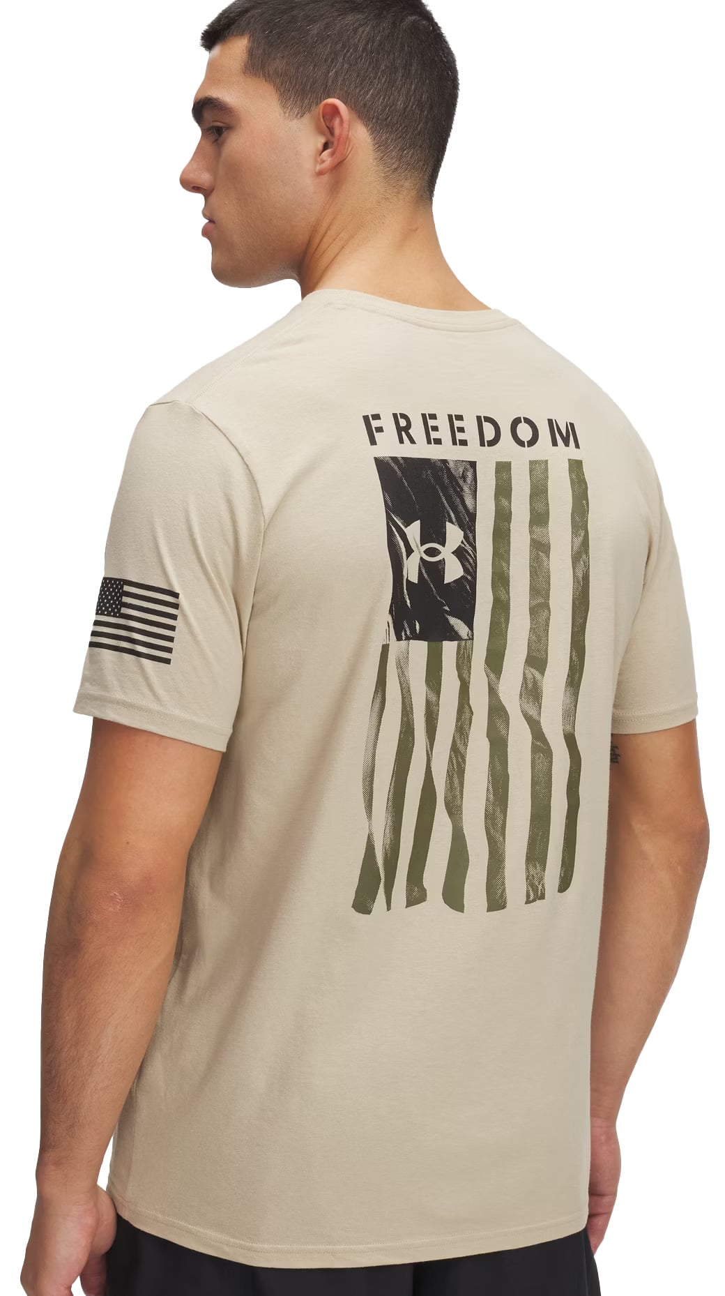 Under Armour Freedom Flag T-Shirt - Desert Sand / Black – back view