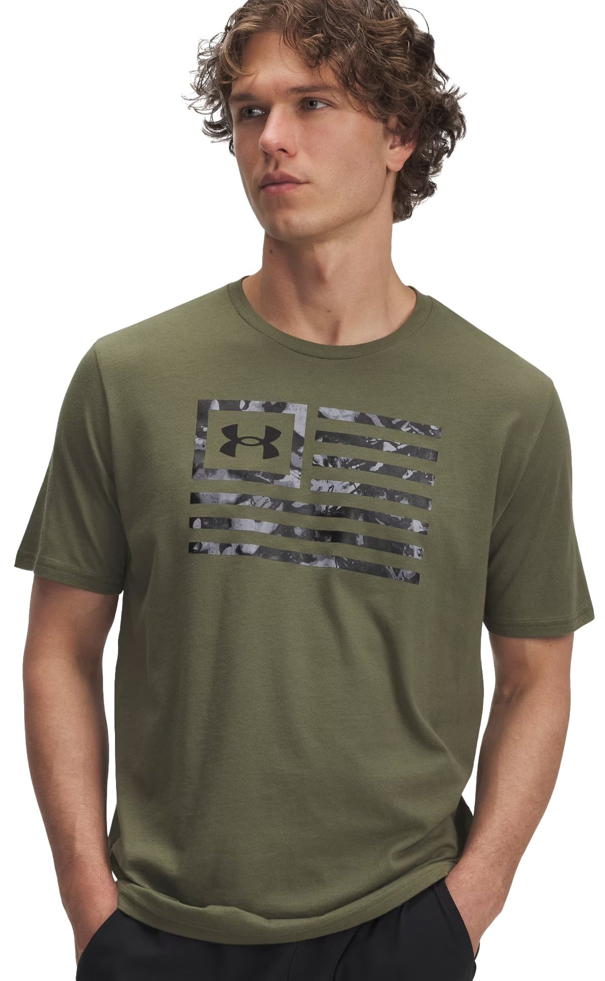 Under Armour Freedom Flag Printed T-Shirt - Marine OD Green / Black