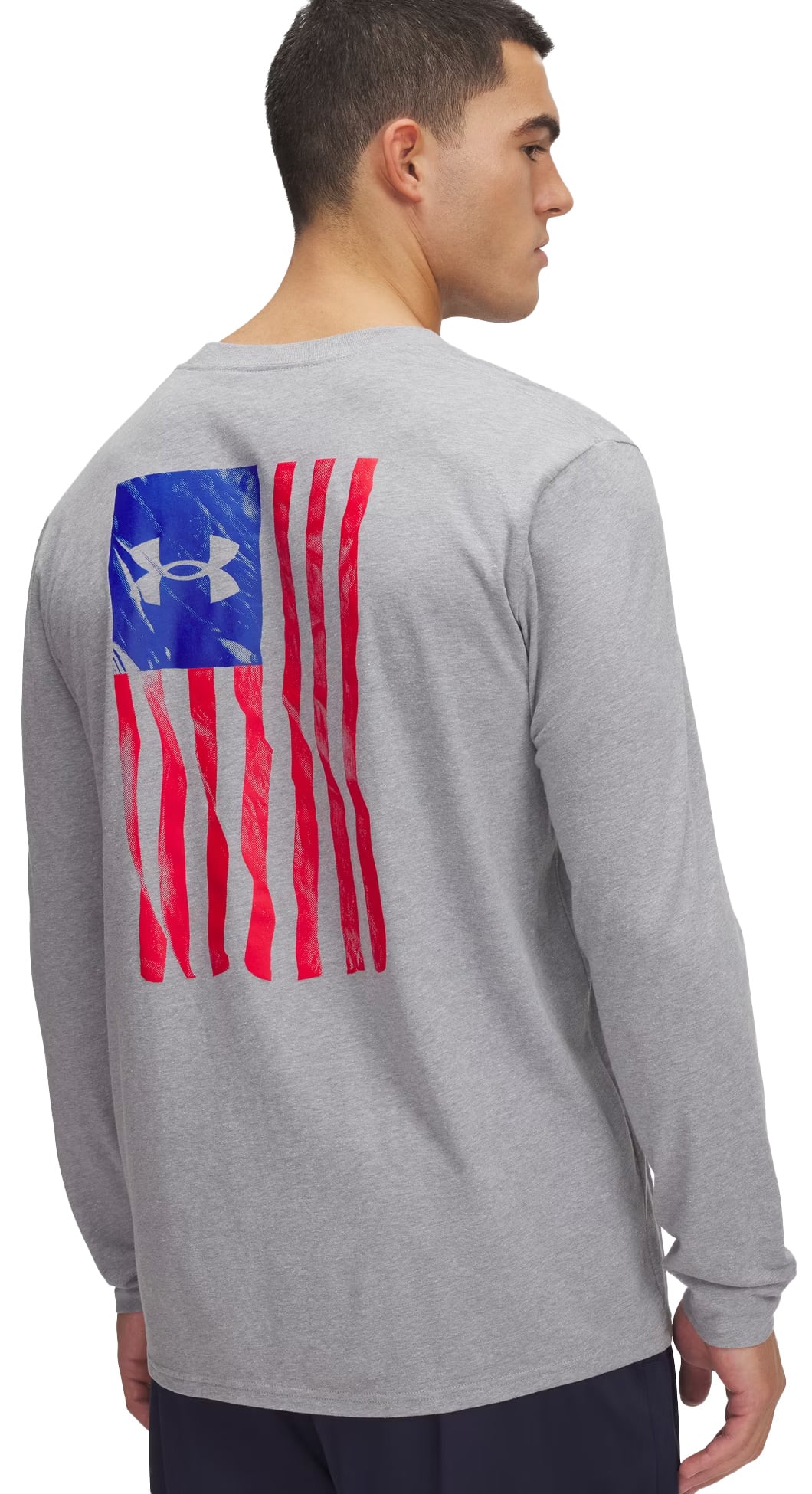 Under Armour Freedom Flag LS T-Shirt - Steel Light Heather / Royal – back view