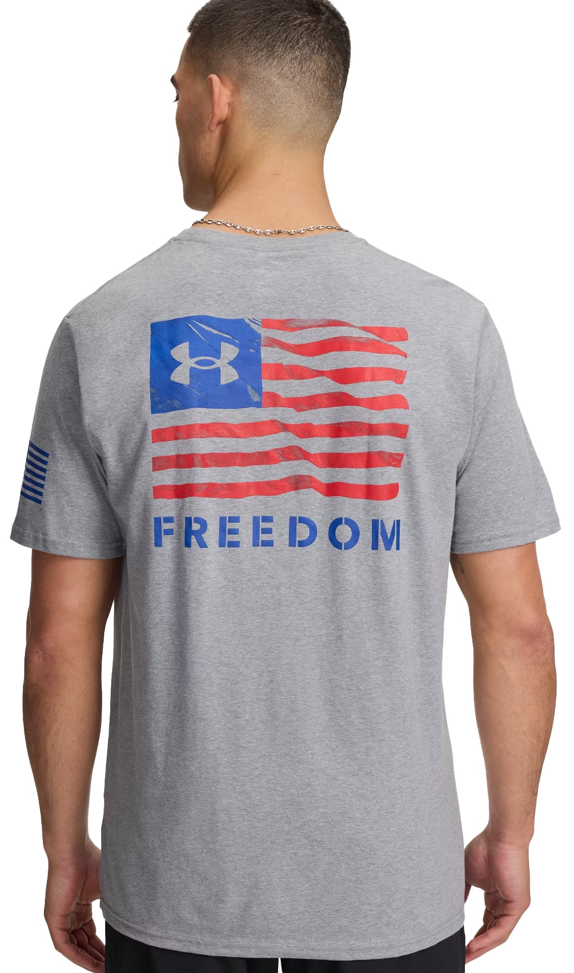 Under Armour Freedom Banner T-Shirt - Steel Light Heather / Royal – back view