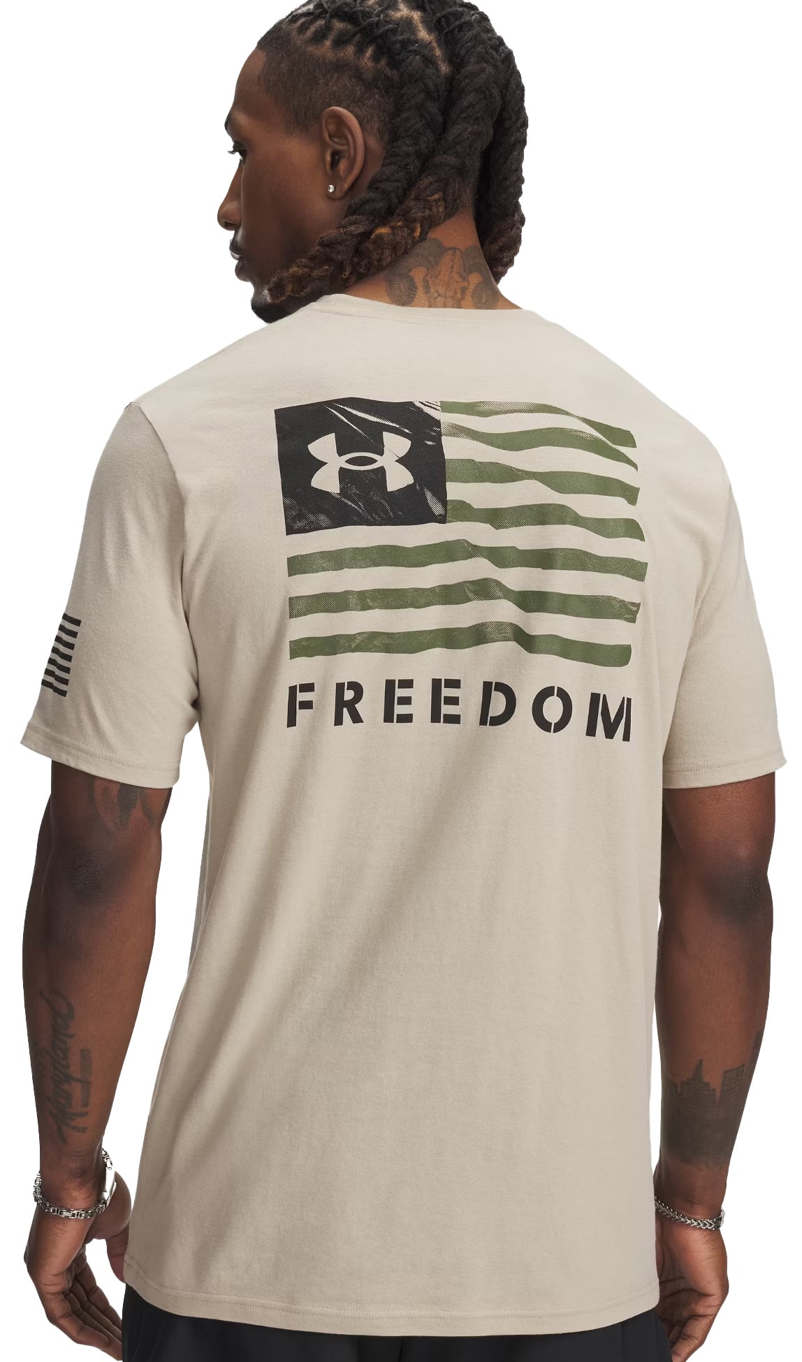 Under Armour Freedom Banner T-Shirt - Desert Sand / Black – back view