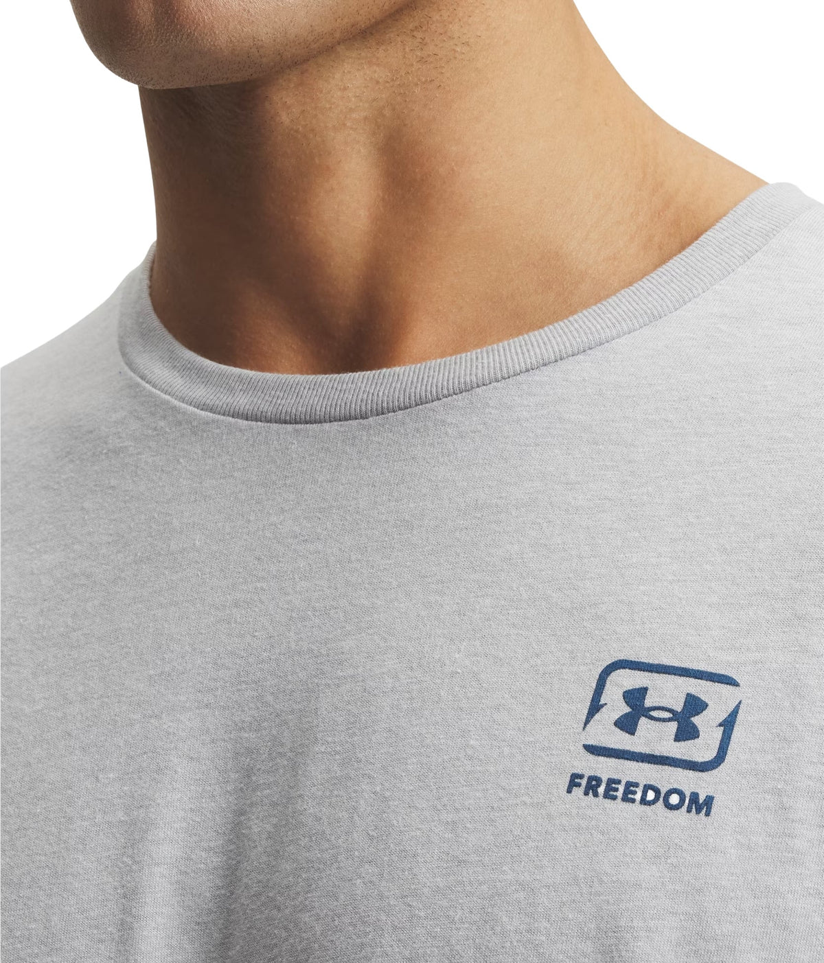 Under Armour UA Freedom Fish Men's Short Sleeve T-Shirt - Mod Gray Light Heather / Wham Blue – alternate view 1