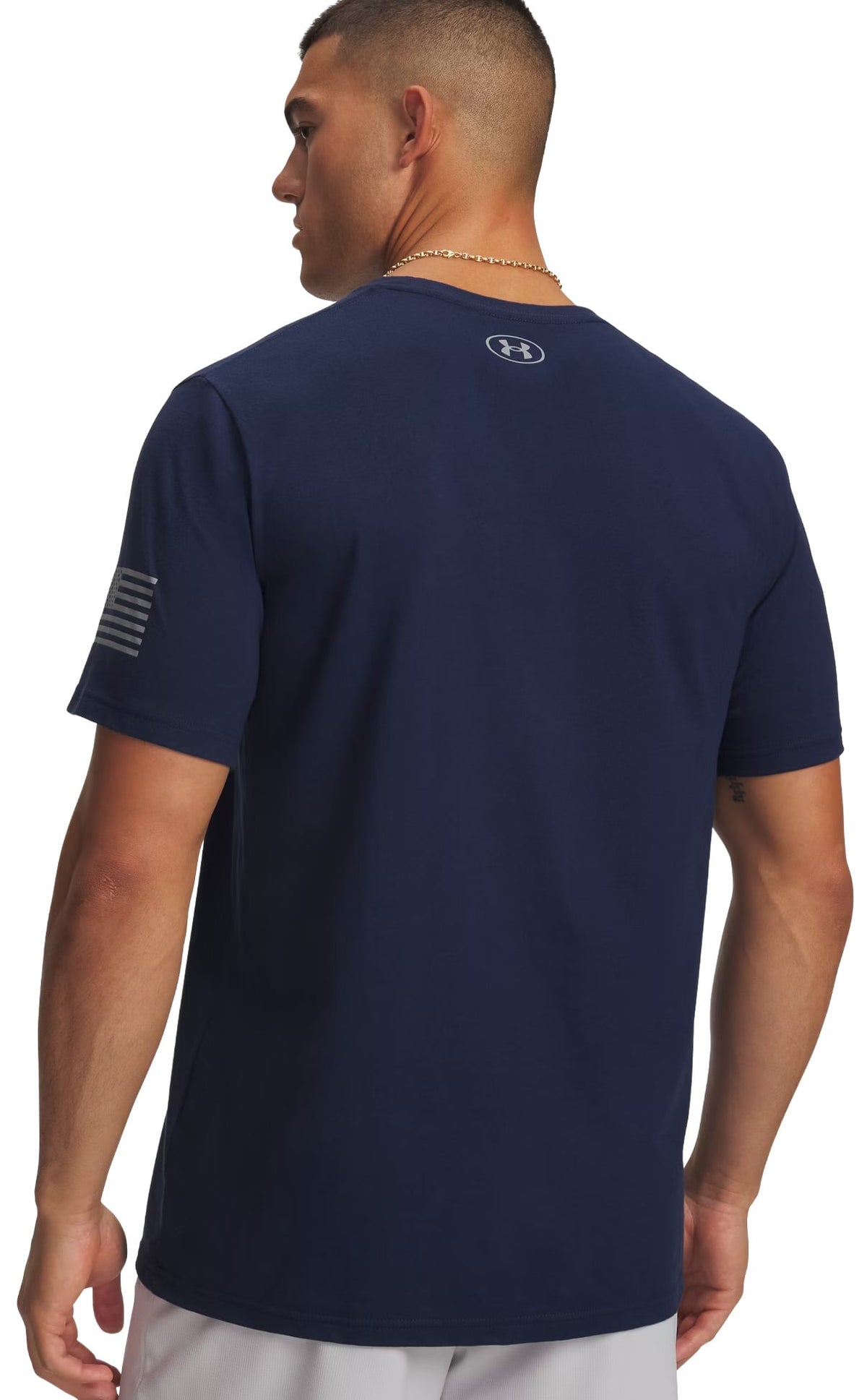 Under Armour Freedom Logo Men's Short Sleeve T-Shirt - Academy / Steel – back view