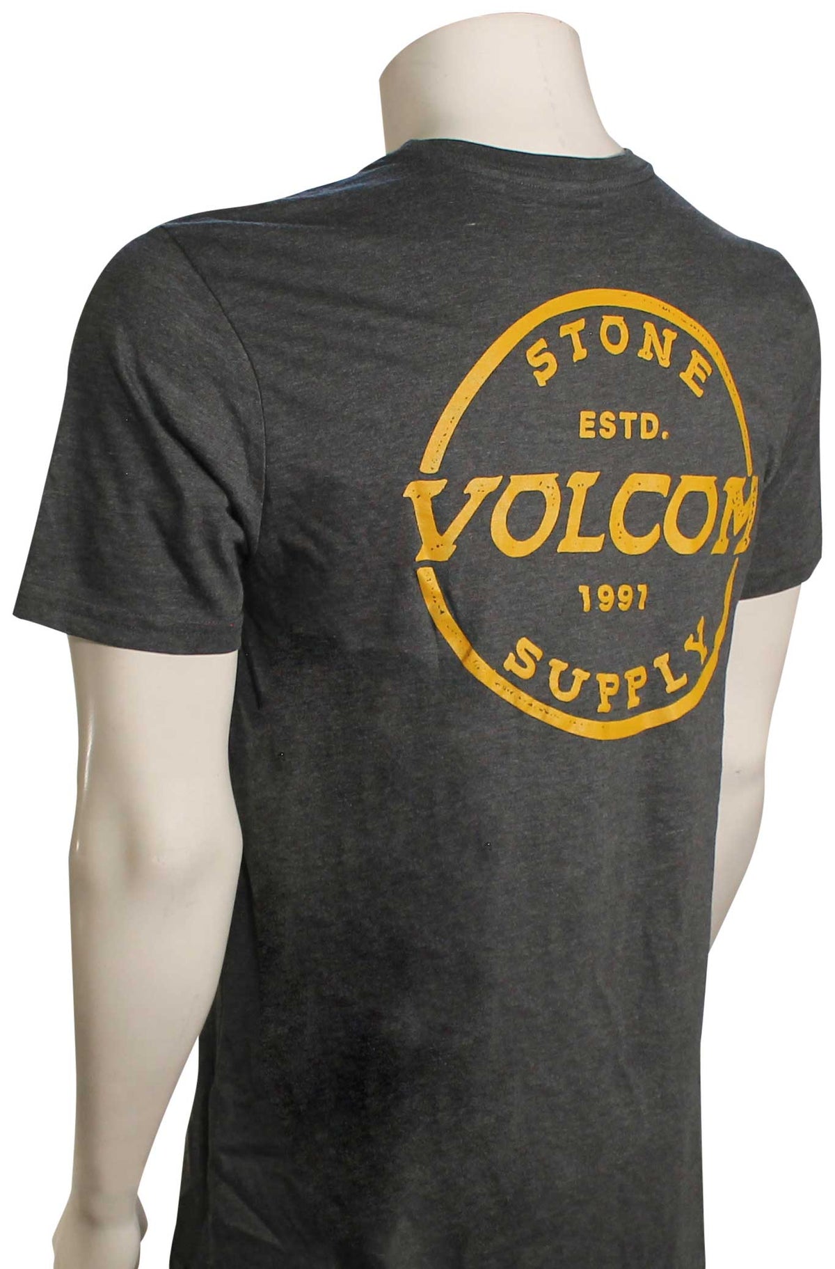 Volcom Handstamped T-Shirt - Dark Black Heather, back view