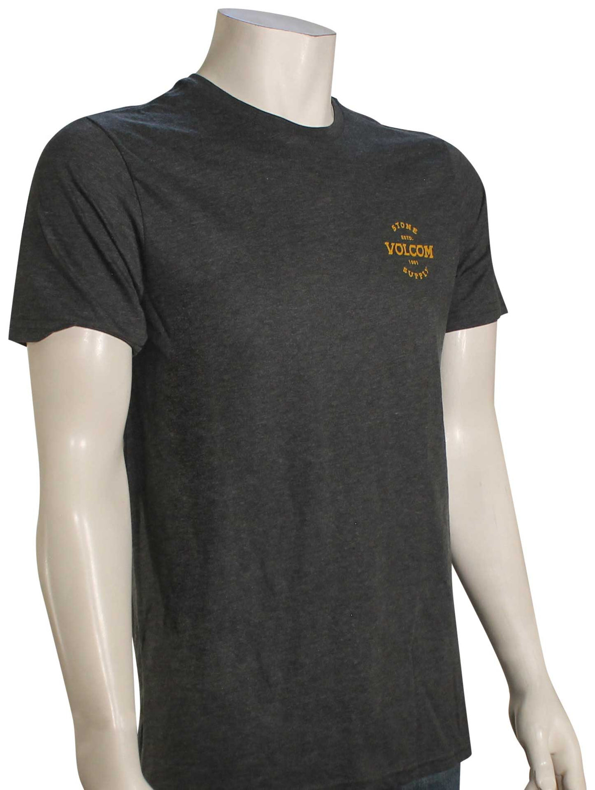 Volcom Handstamped T-Shirt - Dark Black Heather, front view