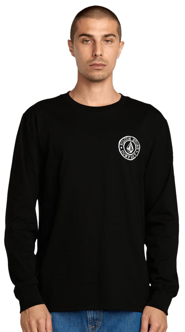 Volcom Logo Stamp LS T-Shirt - Black