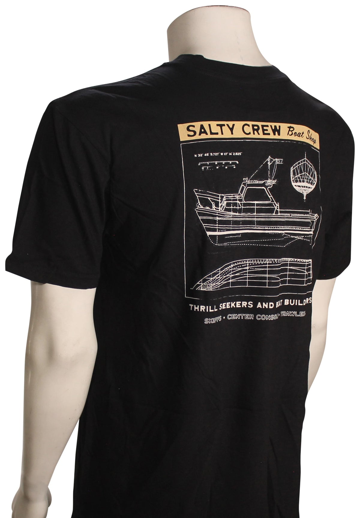 Salty Crew Boat Shop SS T-Shirt - Black – back view