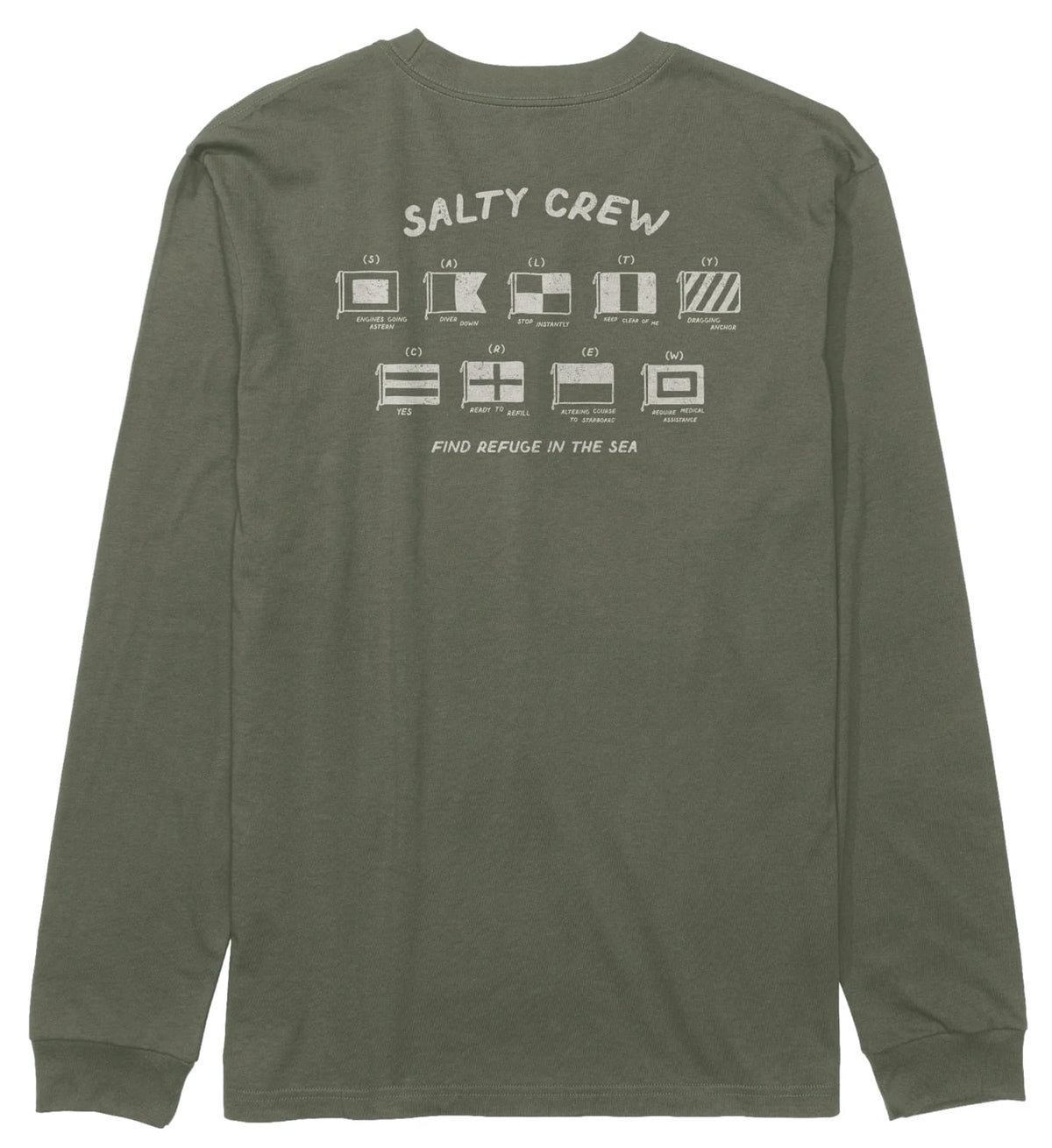 Salty Crew Call Sign LS T-Shirt - Dusty Olive – back view