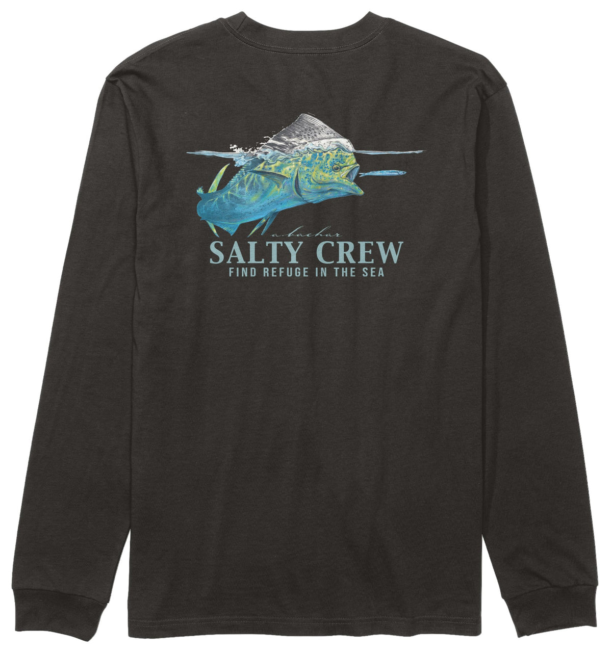 Salty Crew Mahi Surface LS T-Shirt - Black – back view