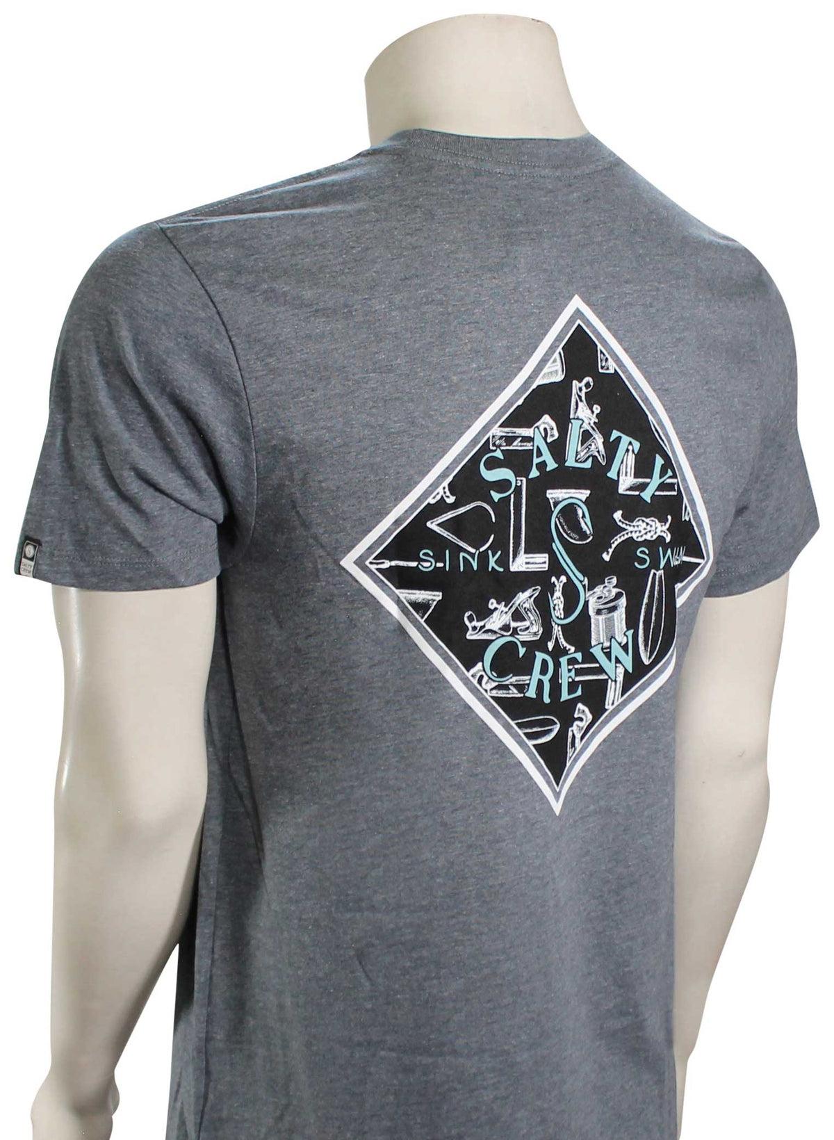 Salty Crew Tippet Tackle Premium T-Shirt - Athletic Heather – back view