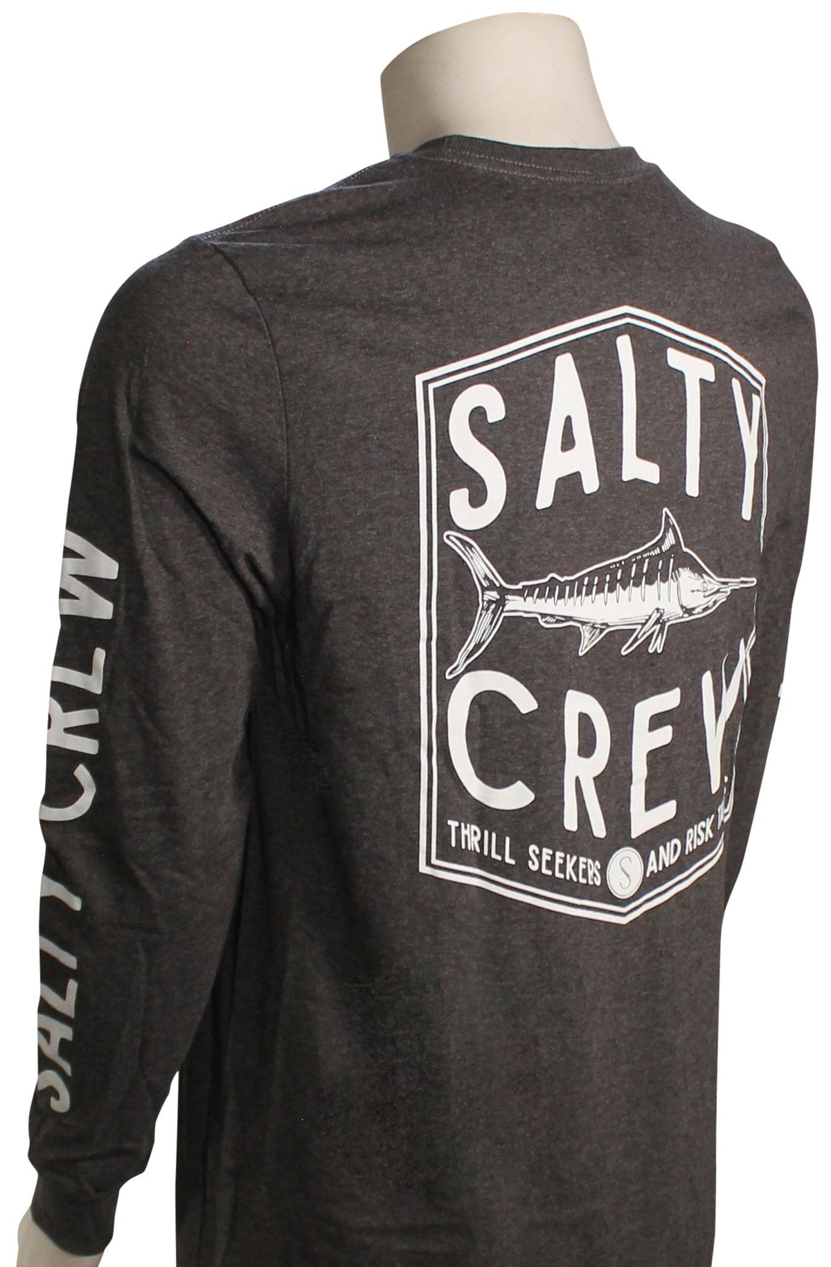 Salty Crew Fishery LS T-Shirt - Charcoal Heather – back view