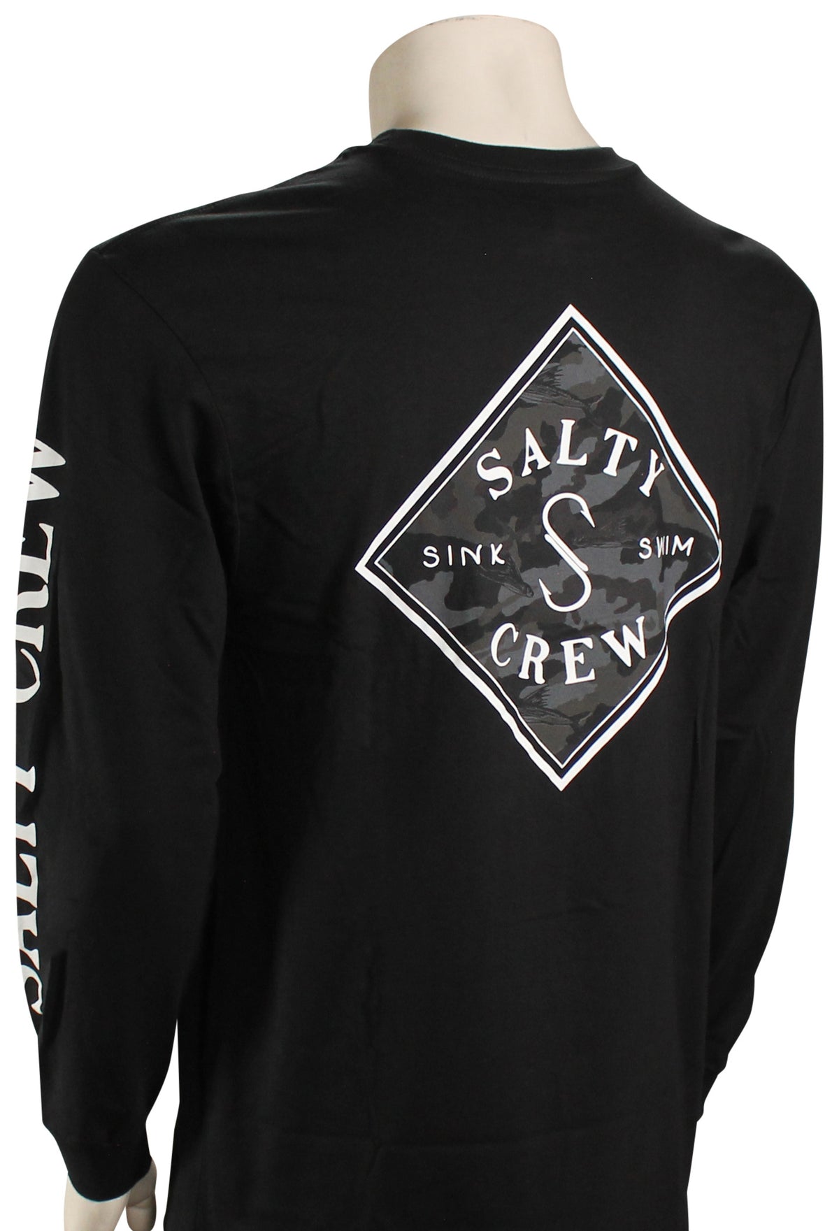 Salty Crew Tippet Camo Fill Premium LS T-Shirt - Black, back view