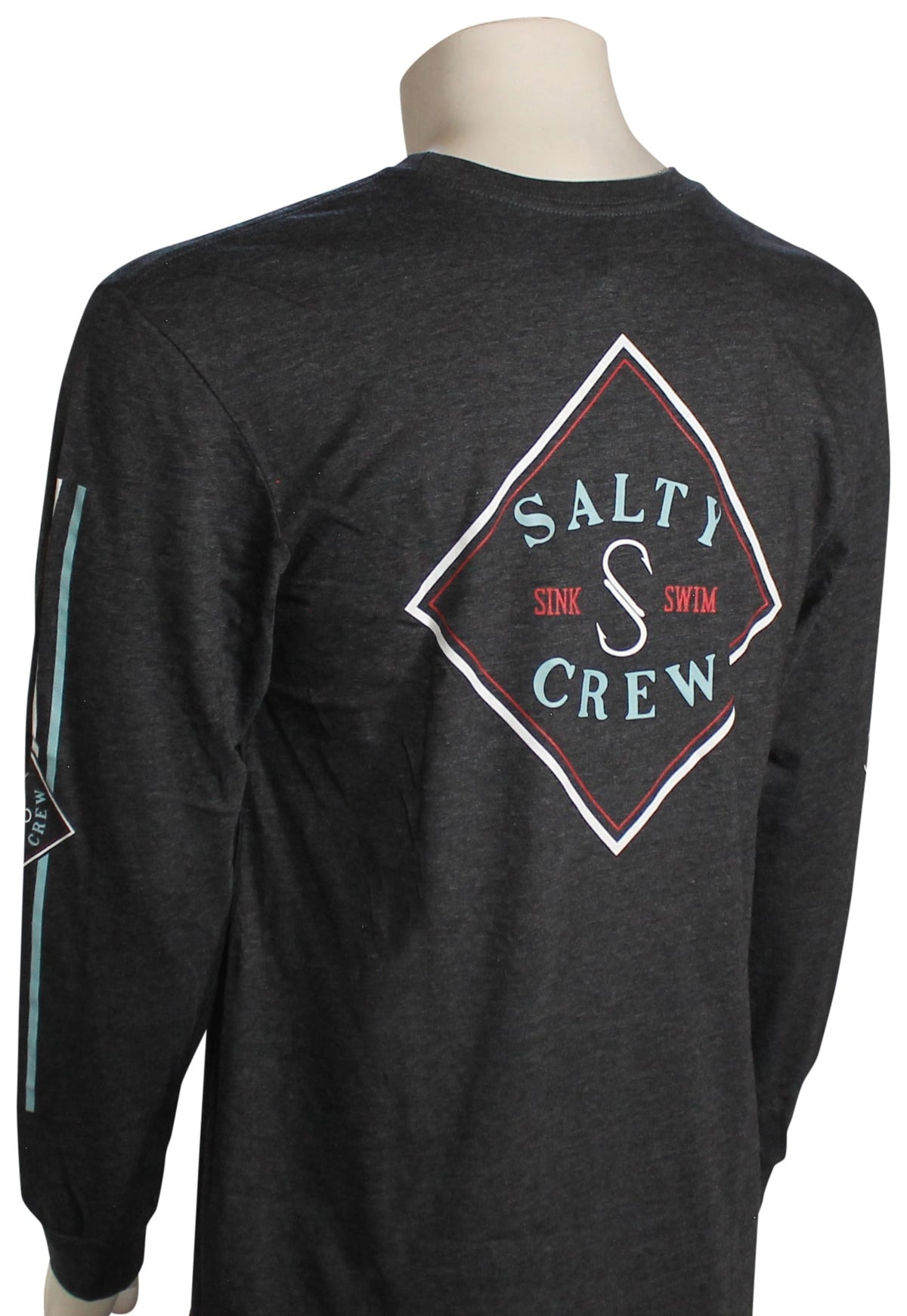 Salty Crew Tippet Color Premium LS T-Shirt - Charcoal Heather – back view