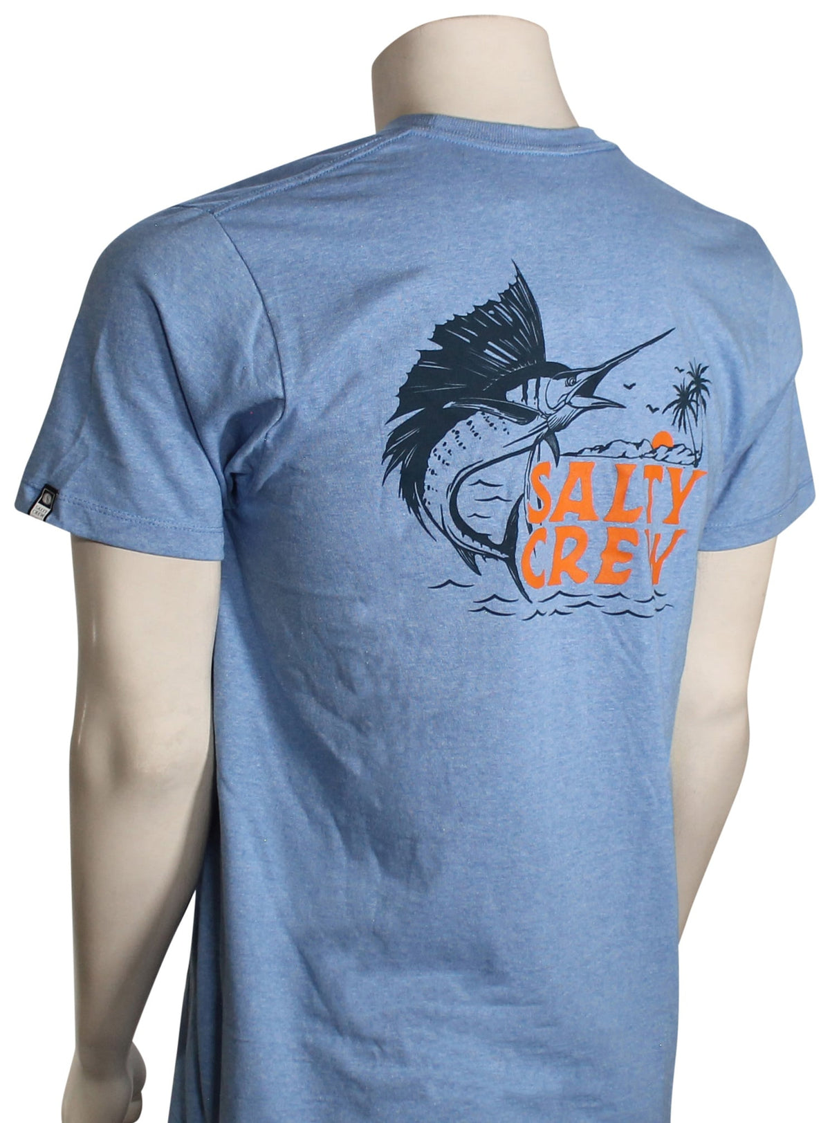 Salty Crew Sailfish Classic SS T-Shirt - Light Blue Heather – back view