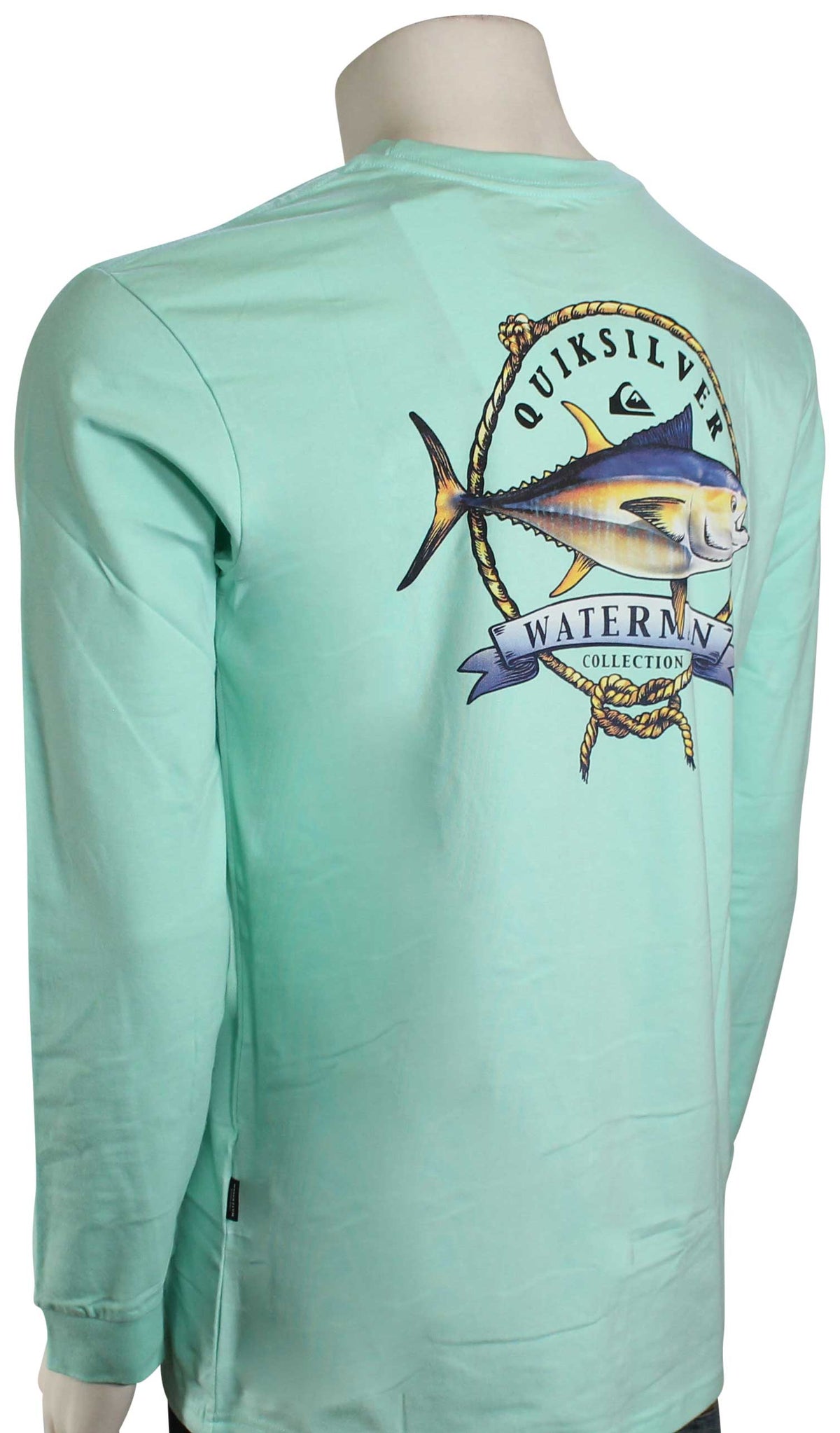 Quiksilver Waterman Stay Tuna LS T-Shirt - Beach Glass, back view