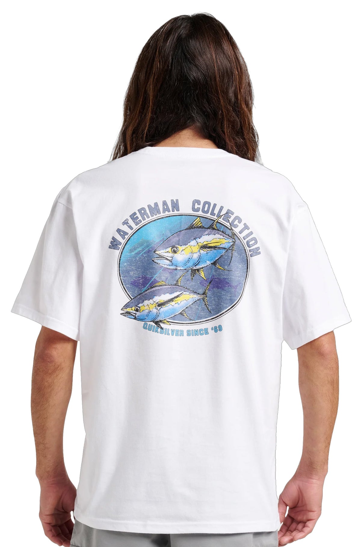 Quiksilver Waterman Double Ahi Classic SS T-Shirt - White – back view
