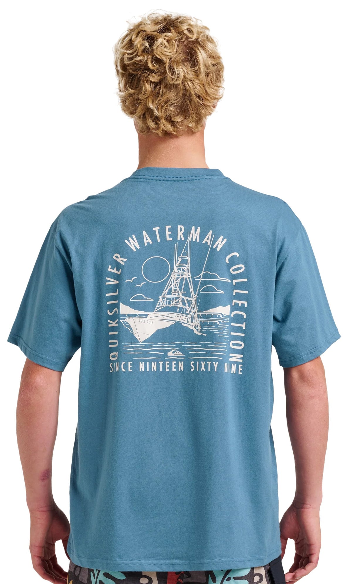 Quiksilver Waterman Out To Sea Classic SS T-Shirt - Real Teal – back view