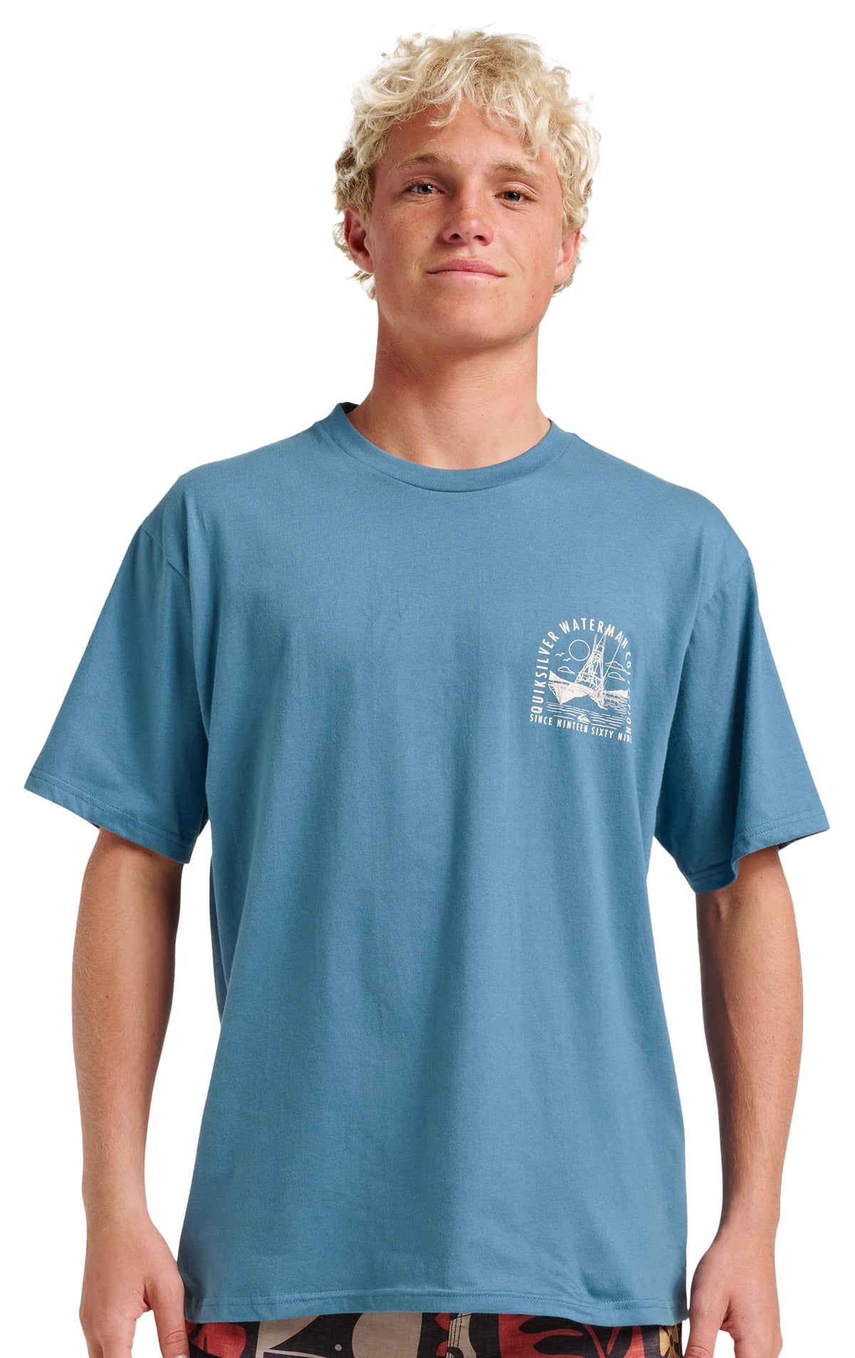 Quiksilver Waterman Out To Sea Classic SS T-Shirt - Real Teal