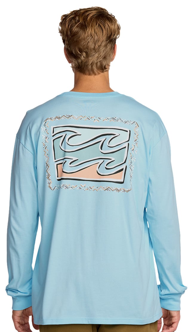 Billabong Crayon Wave LS T-Shirt - Coastal Blue – back view