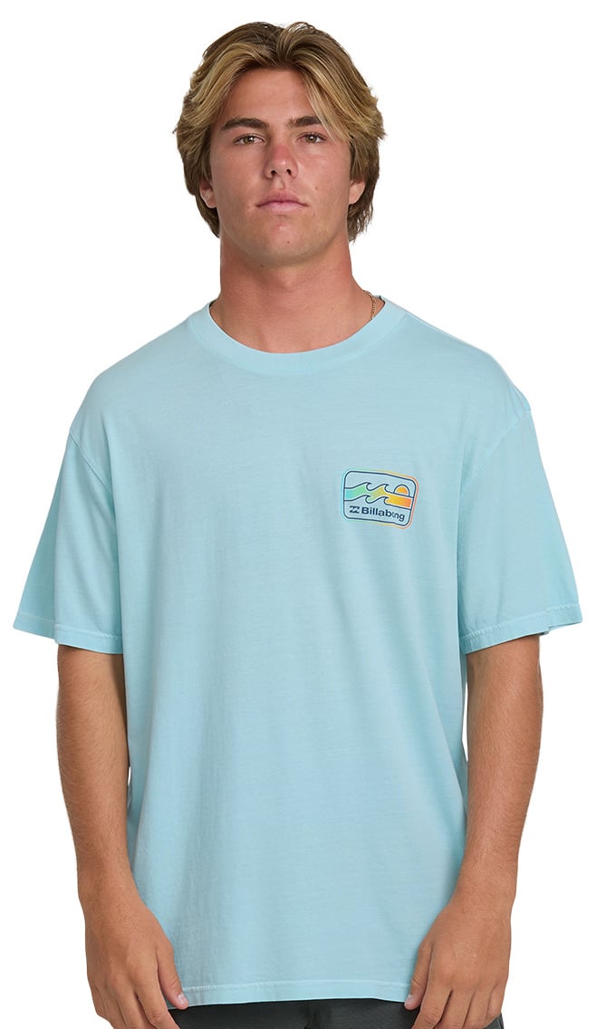 Billabong Runner Wave Washed Premium Men's Short Sleeve T-Shirt - Coastal Blue