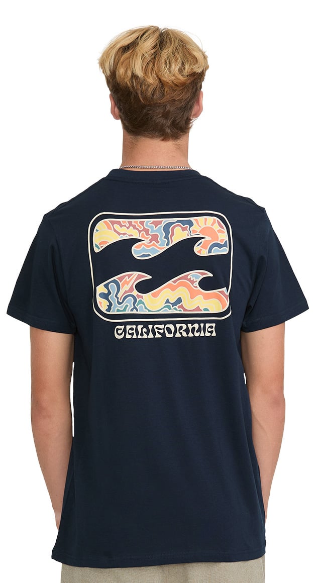 Billabong Crayon Wave CA Basic Men's Short Sleeve T-Shirt - Navy – back view