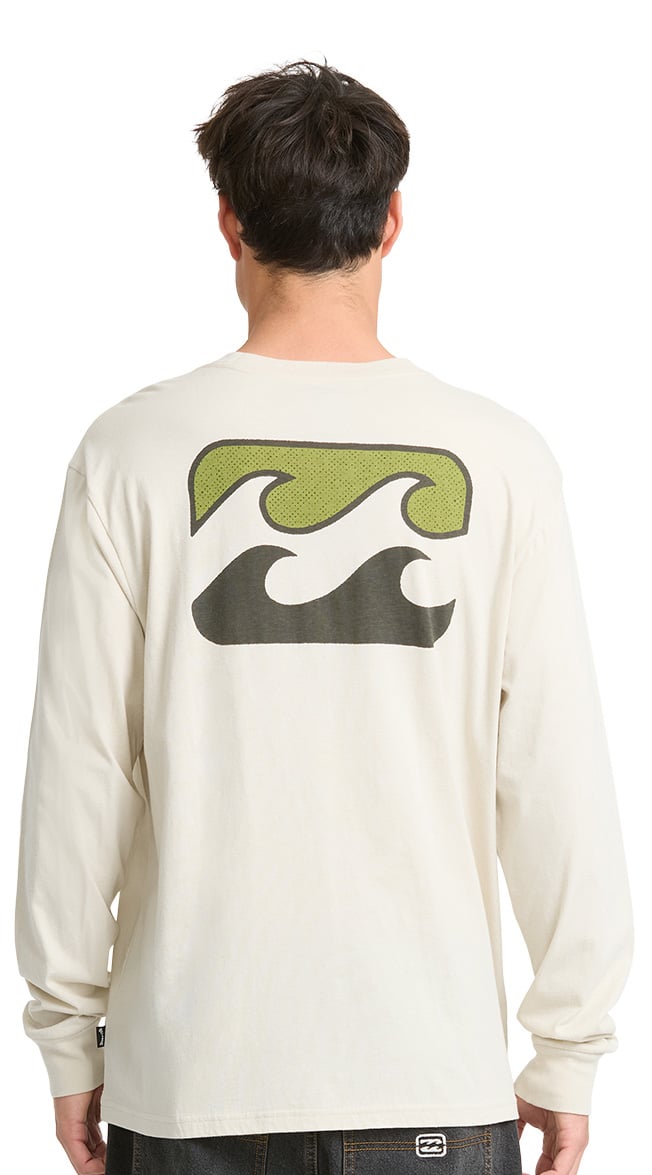 Billabong Crayon Wave Premium Men's Long Sleeve T-Shirt - Oatmeal – back view