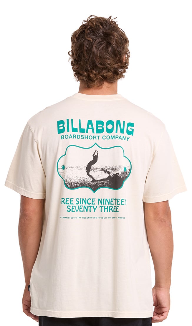 Billabong Glance Wave Washed Premium Men's Short Sleeve T-Shirt - Oatmeal – back view