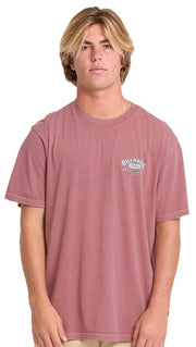 Billabong Heritage Arch Wave Washed Premium Men's Short Sleeve T-Shirt - Red Dahlia
