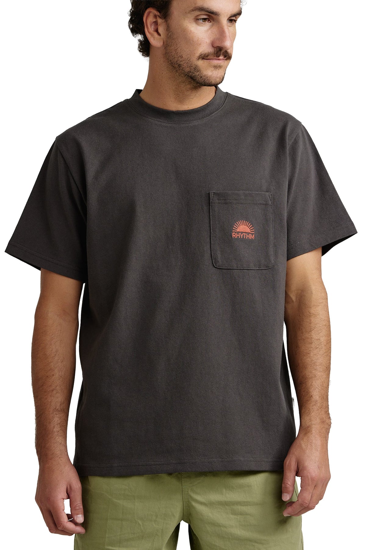 Rhythm Heavy Vintage Pocket Emblem SS T-Shirt - Charcoal