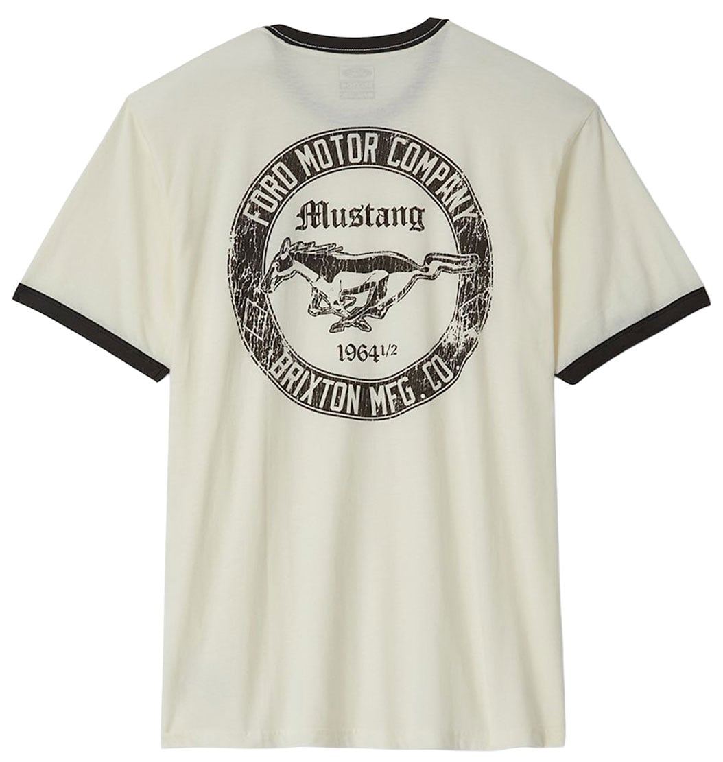 Brixton Ford Mustang Ringer Men's Short Sleeve T-Shirt - Wimbledon White / Burnt Rubber – back view